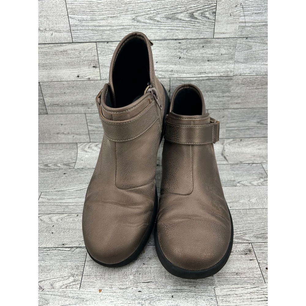 Clarks Cloudsteppers Women Sz 7.5 M Bronze Metallic Ankle Boots 261471894050 Zip